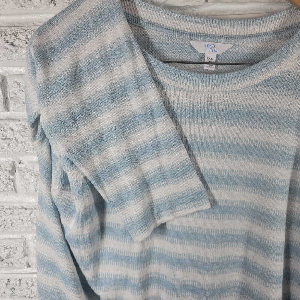 Time Tru Womens Sweater XXXL 22 Plus Long Sleeve Blue Stripe STR120XE - Picture 5 of 10